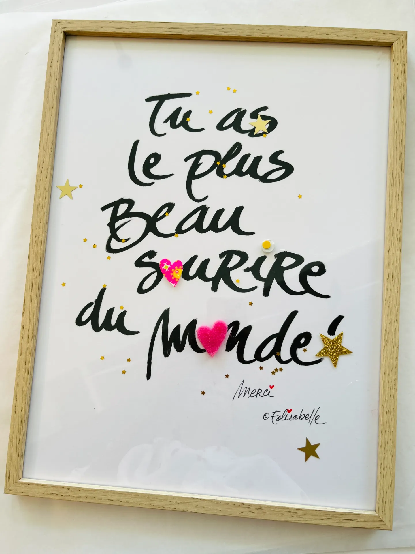 Cadre - Tu as le plus beau sourire du monde ! (Noir, 30 x 40 cm)