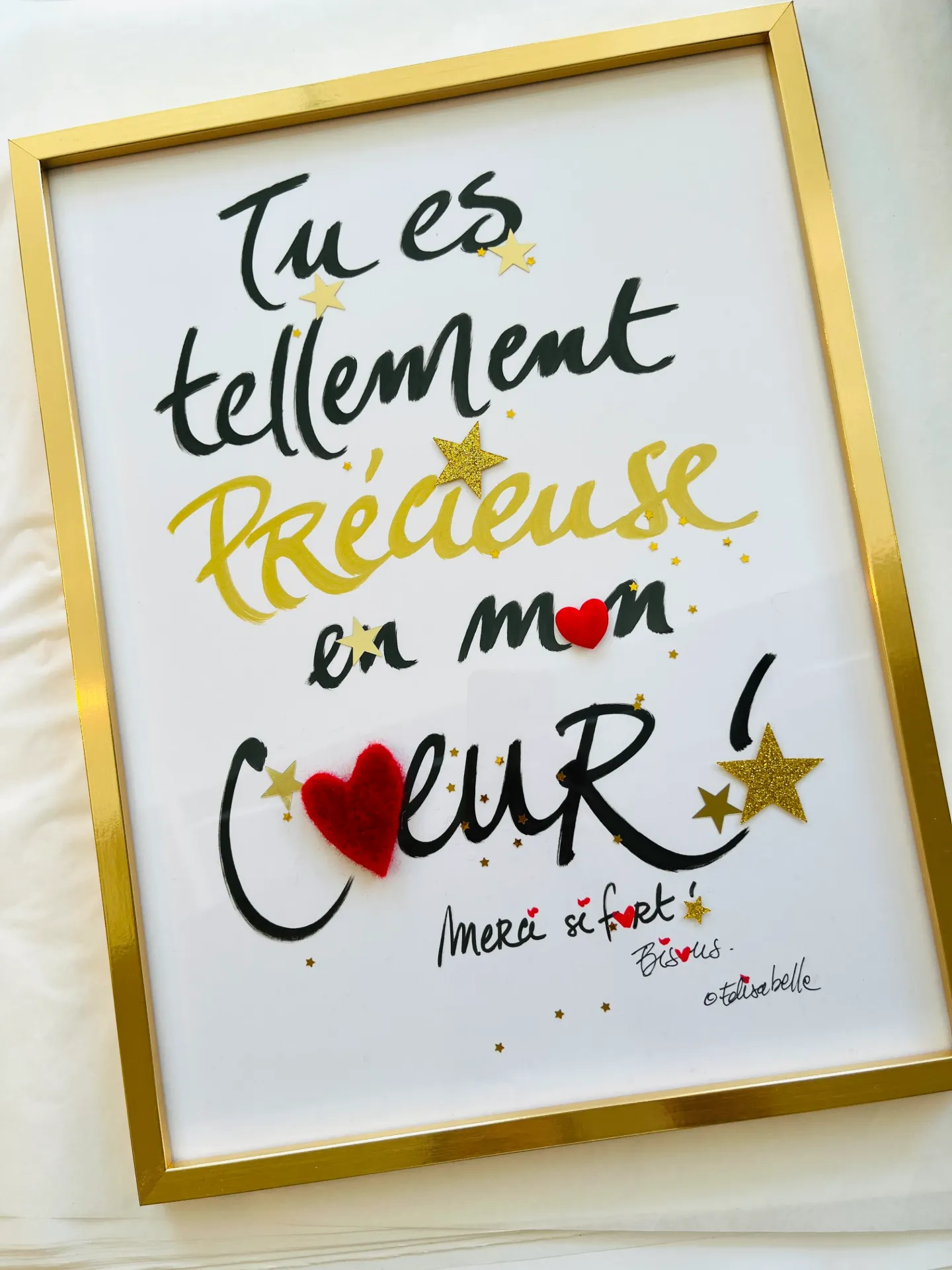 Cadre - Tu es tellement précieuse en mon coeur! (Noir, 30 x 40 cm)