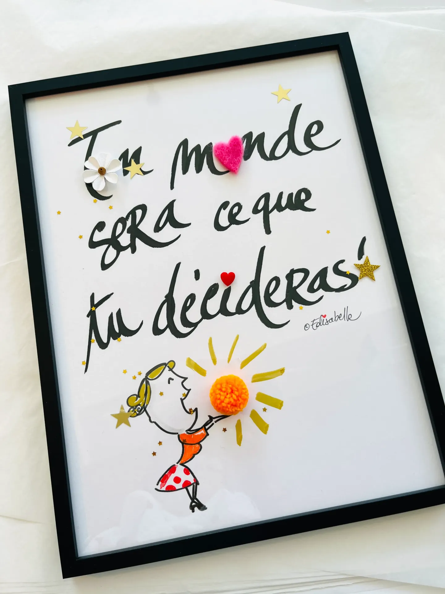 Cadre - Ton monde sera ce que tu décideras! (Noir, 30 x 40 cm)