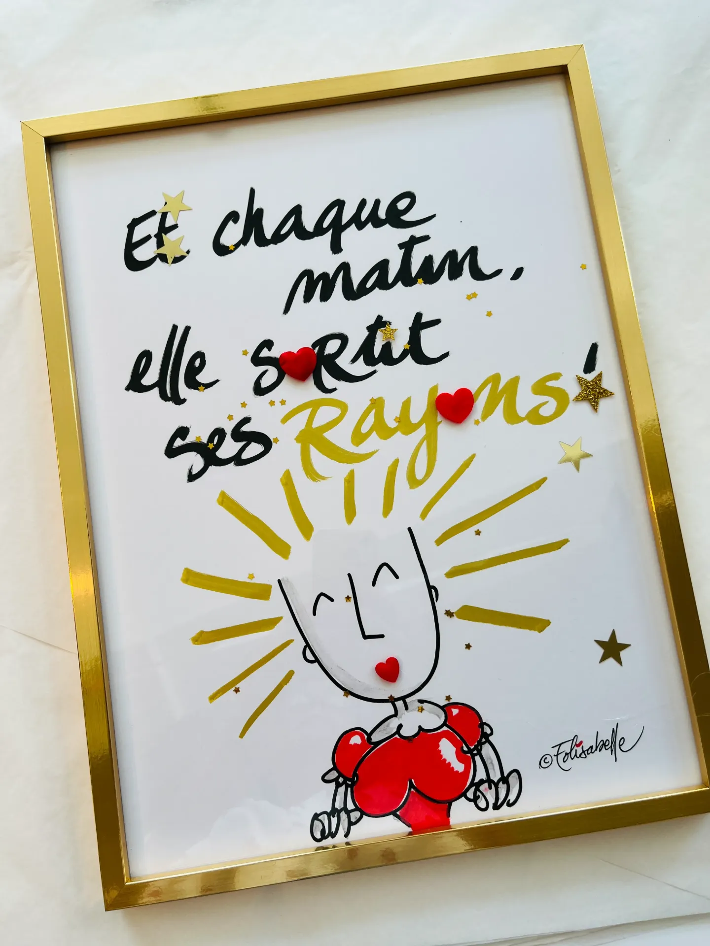 Cadre - Et chaque matin, elle sortit ses rayons! (Noir, 30 x 40 cm)