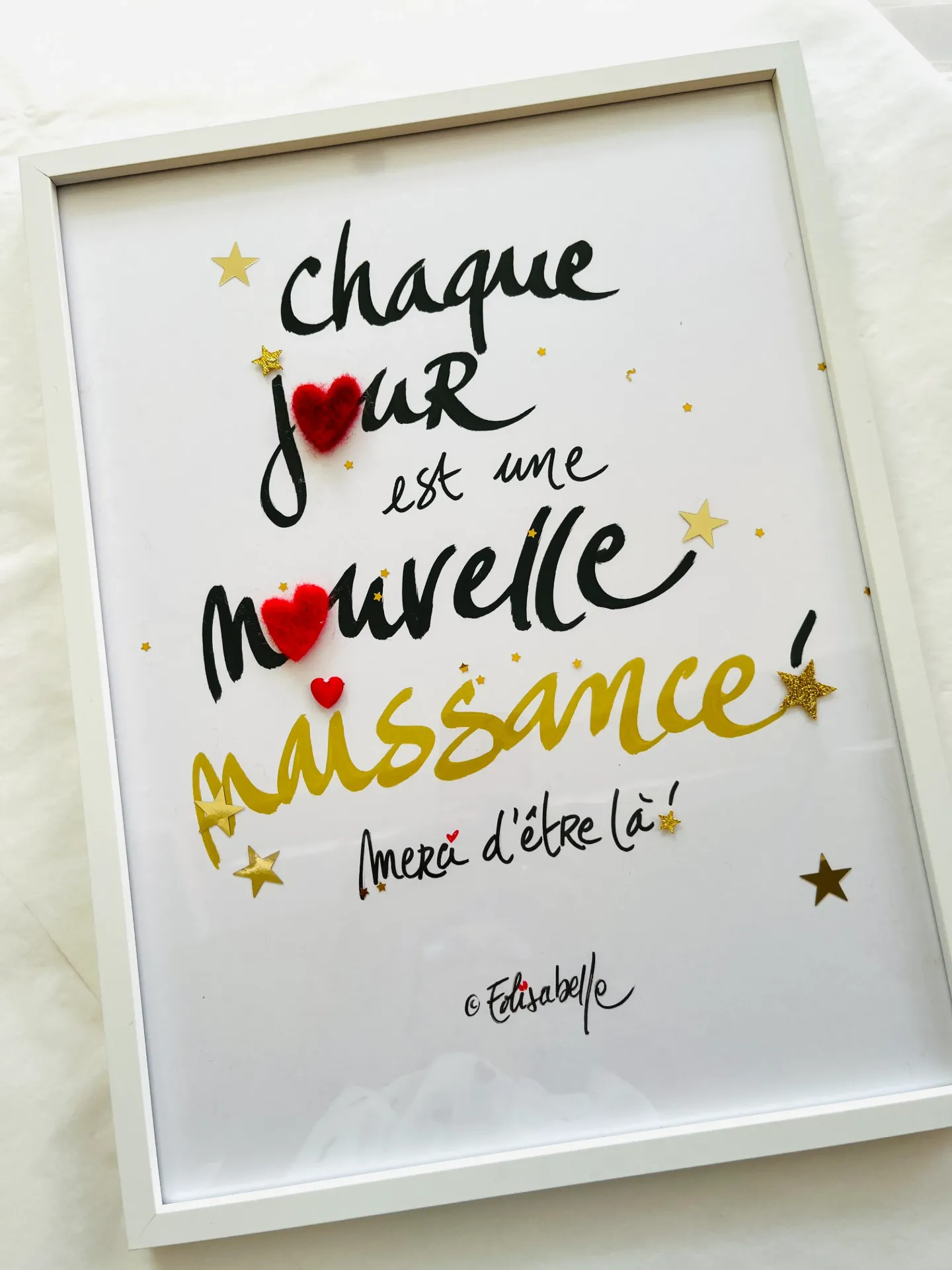 Cadre - Chaque jour est une nouvelle naissance! (Noir, 30 x 40 cm)