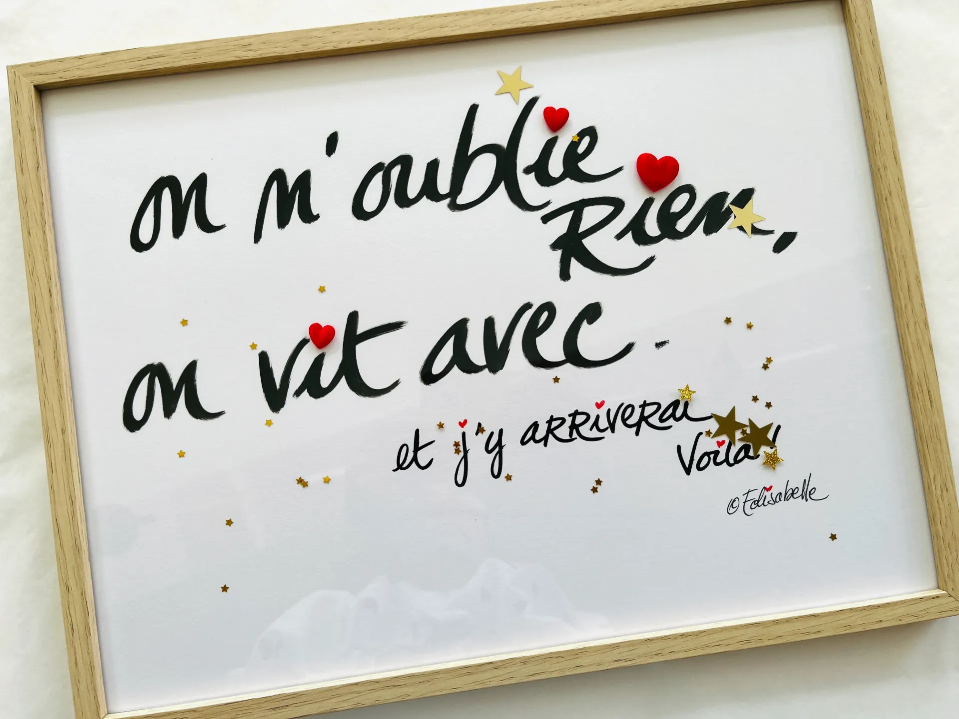 Cadre - On n'oublie rien, on vit avec (Noir, 30 x 40 cm)